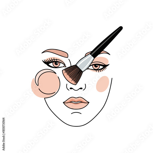 Minimalist makeup brush face illustration