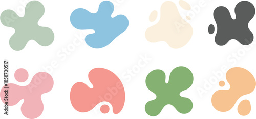 Colorful abstract blob shapes in organic contours for modern design, creative art, pattern recognition, and visual decoration.