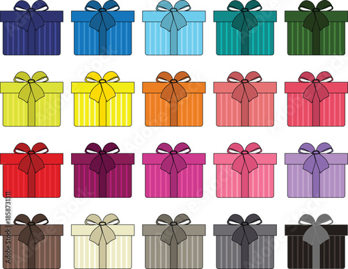 Colorful Gift Boxes with Ribbons and Bows.