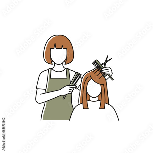 Hair stylist cutting hair illustration
