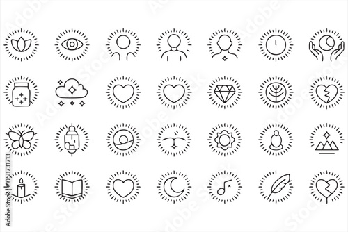 Meditation and Emotional Healing Icons for Lifestyle and Coaching