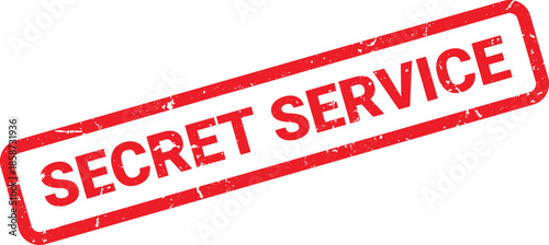 Red Distressed Secret Service Stamp Illustration on White Background, Government Security Designation