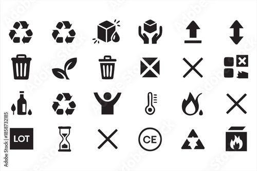Logistics Handling Icons Illustration for Delivery Labels, Supply Chain Operations