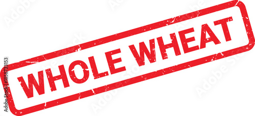 Red Distressed Whole Wheat Stamp on White Background Food and Grain Symbol