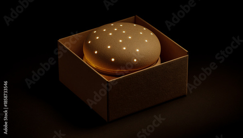 Single hamburger in a box
