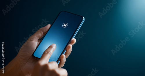 Wallpaper Mural A person unlocking a smartphone with their finger on the screen Torontodigital.ca