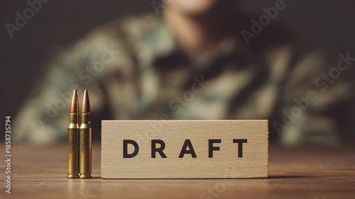 4k video of a soldier consultation for draft. Concept of war and conscripts.