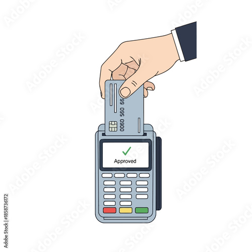 Hand swiping credit card on pos machine