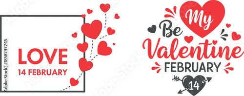 Valentine's day greeting cards with hearts and love messages