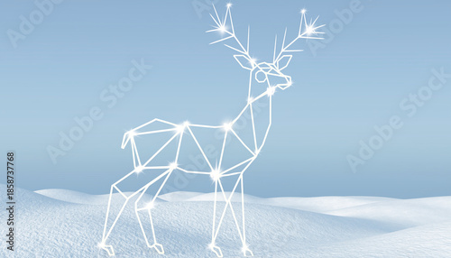 Wireframe Reindeer Silhouette in Snow
