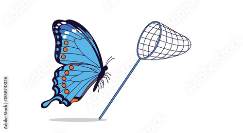 Butterfly and Net - Capturing Beauty in Flight.