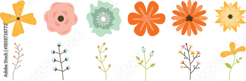 Watercolor Flowers and Plants Illustration.