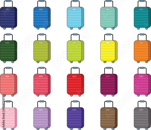 Suitcases in Different Colors.