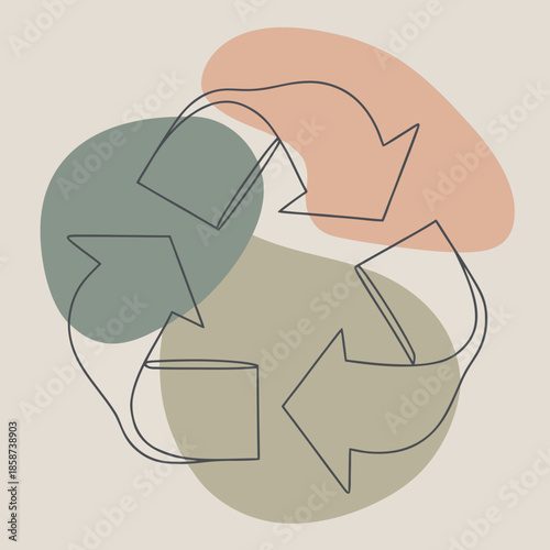 Abstract recycling loop redesigned with organic curves, symbolizing continuous flow and natural resource management.