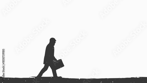  Business commuter walking with briefcase

