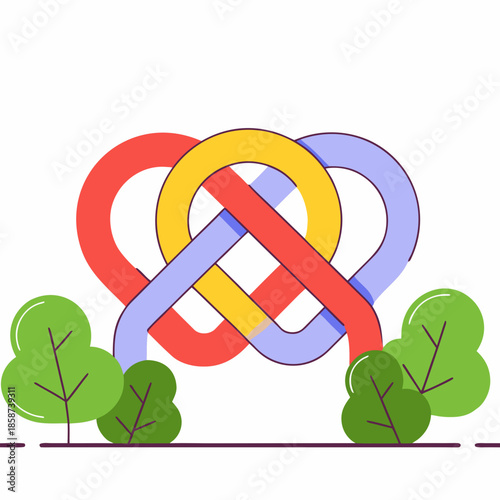 Romantic knot symbol formed by continuous lines, representing eternal love, connection, and unity.