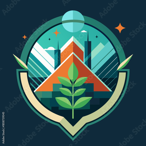 Symbol representing a sustainable future with abstract growth lines, conveying environmental care and progress.