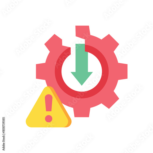 Download Error Warning Illustration with Gear and Exclamation Mark