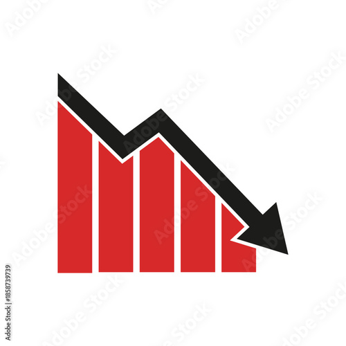 Downward Trending Graph Illustration Showing Decrease in Data