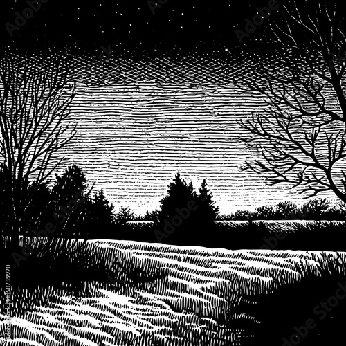 Minimal winter skyline without buildings, conveying urban quietude, serene atmosphere, and minimalist design.