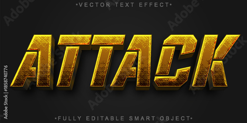 Attack Combat Strike Power Vector Fully Editable Smart Object Text Effect