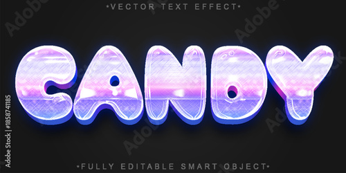 Candy Sugar Gum Sweet Treat Vector Fully Editable Smart Object Text Effect