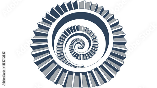 Abstract spiral staircase illustration isolated on white background