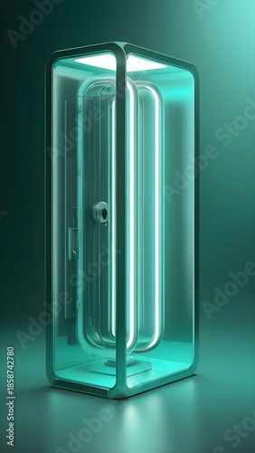 Inspirational minimal mobile wallpaper Transparent futuristic device with glowing teal interior This image was created using AI based on my original prompt.