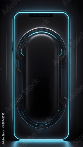 Motivational phone background Futuristic device with glowing cyan outline on dark background This image was created using AI based on my original prompt.