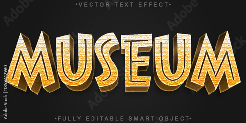 Museum Vintage Heritage Vector Fully Editable Smart Object Text Effect