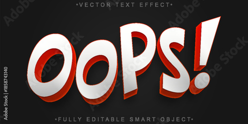 Comic Cartoon Oops Vector Fully Editable Smart Object Text Effect