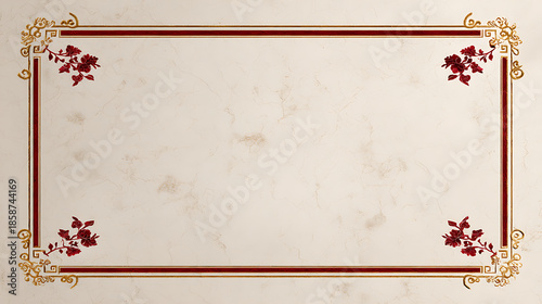 Luxury chinese background with ornate oriental border design and elegant space for text creates festive frame for invitation or menu background in classic style