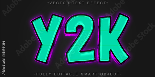 Y2K Retro Tech Cyber Vector Fully Editable Smart Object Text Effect