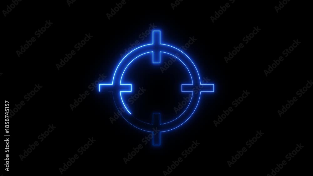 Military Target Animation Glowing neon military target icon animation with black background for ...