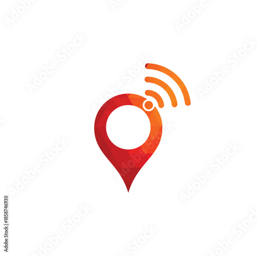 Map pin with wifi signal logo icon design vector.