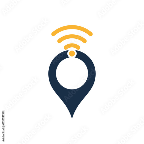 Map pin with wifi signal logo icon design vector.