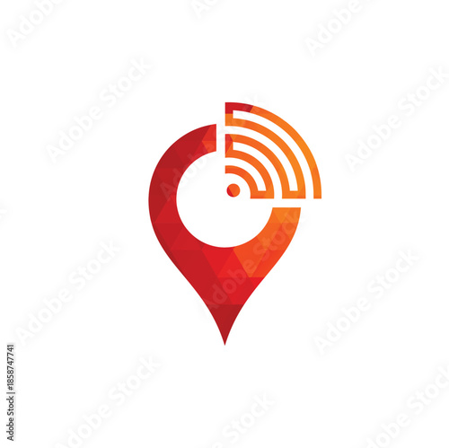 Map pin with wifi signal logo icon design vector.