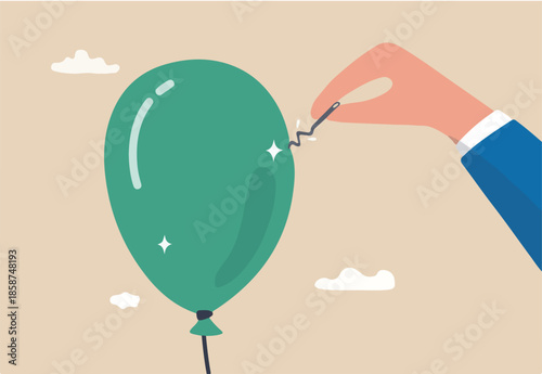 Strong economic structure, robust and tough stock or company, bitcoin or crypto currency to hedge against money, resilience and hard to explode, tough and strong balloon make needle bent