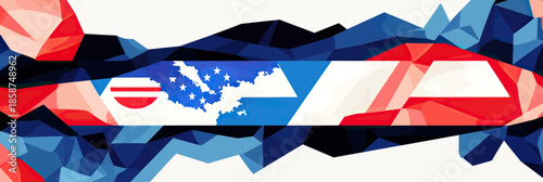 Costa Rica Independence Day geometric banner with stylized map and flag colors red blue minimalist flat vector design abstract background