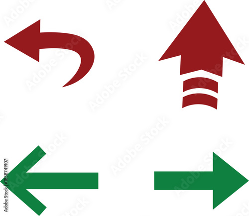 Free Download A selection of colorful directional arrows, including red and green navigation symbols Vector - GFXLoad