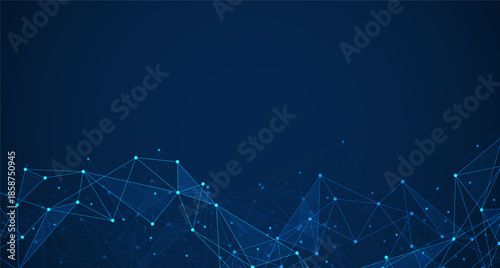 Geometric connected background. Connecting dots and lines. Global network connection. Banner template for technology.