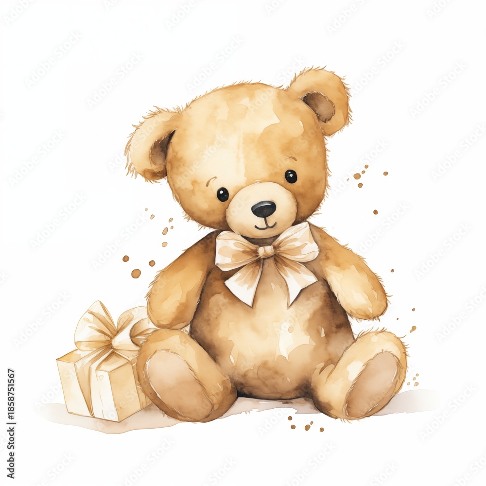 Fototapeta premium cute teddy bear watercolor