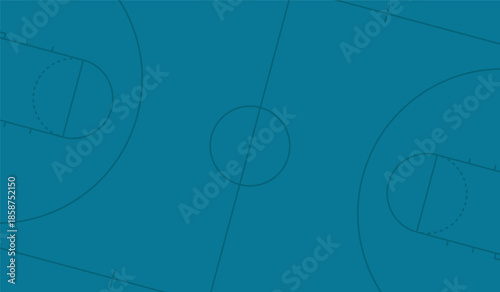 Blue basketball court. Basketball court top view