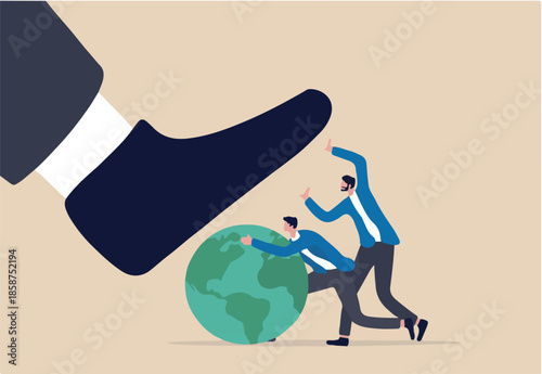 ESG, Environmental, social and corporate governance, protect the world or sustainability and responsibility concept, people corporate men together help protect the wold from bad guy destroying stomp