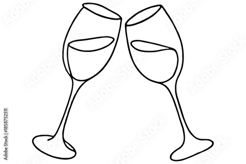 illustration of Champagne Glasses,
One Line Champagne Glasses Drawing – Simple Black Outline Art