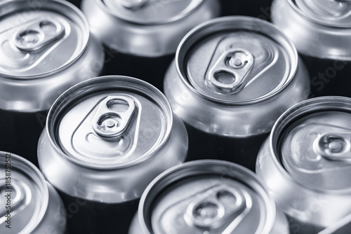 Aluminum cans in beer factory conveying mass production and industrial precision