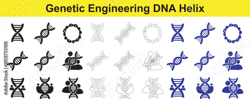 genetic engineering dna helix icons