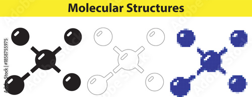 molecular structures in different styles and colors