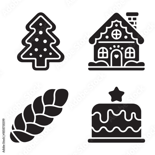 Festive holiday cupcake sweet dessert silhouette vector flat icon