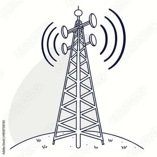Communication tower broadcasting signals